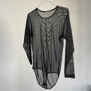 Long Sleeve Mesh Black Bodysuit